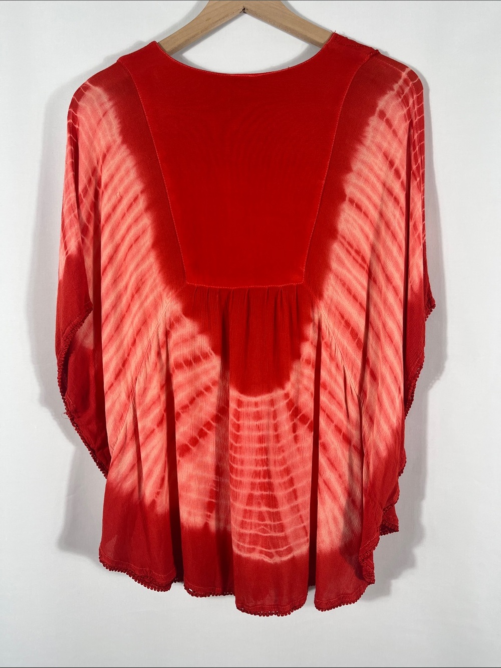 Advance Apparels Red Tie-Dye Embroidered Boho Tunic - Picture 8 of 9